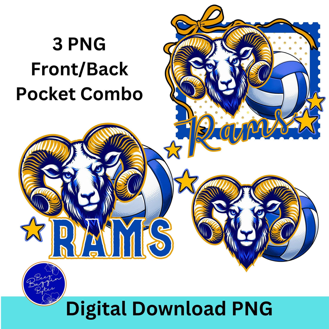 Rams Volleyball Blue &amp; Gold Matching Stamp Design PNB