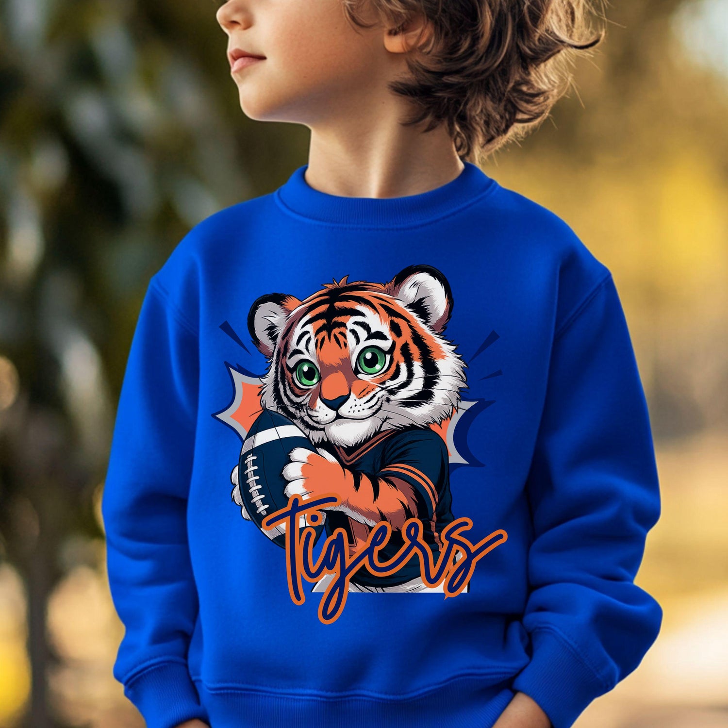 Tigers Kids 2 Cute Football Design PNG Blue Orange