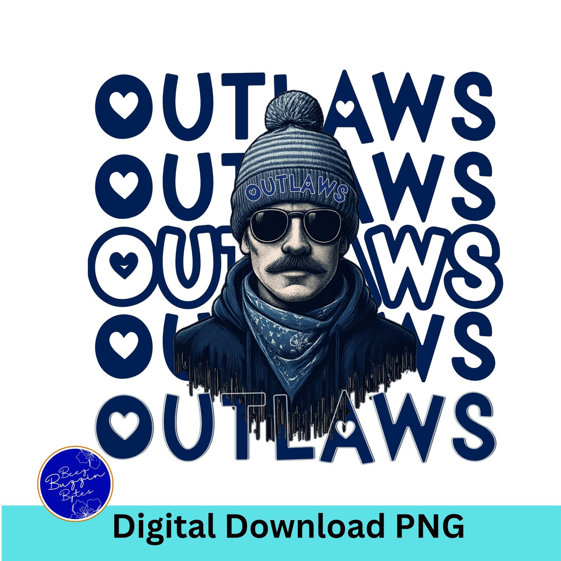 Cool Gray & Blue Outlaws Repeat Theme Game Day PNG