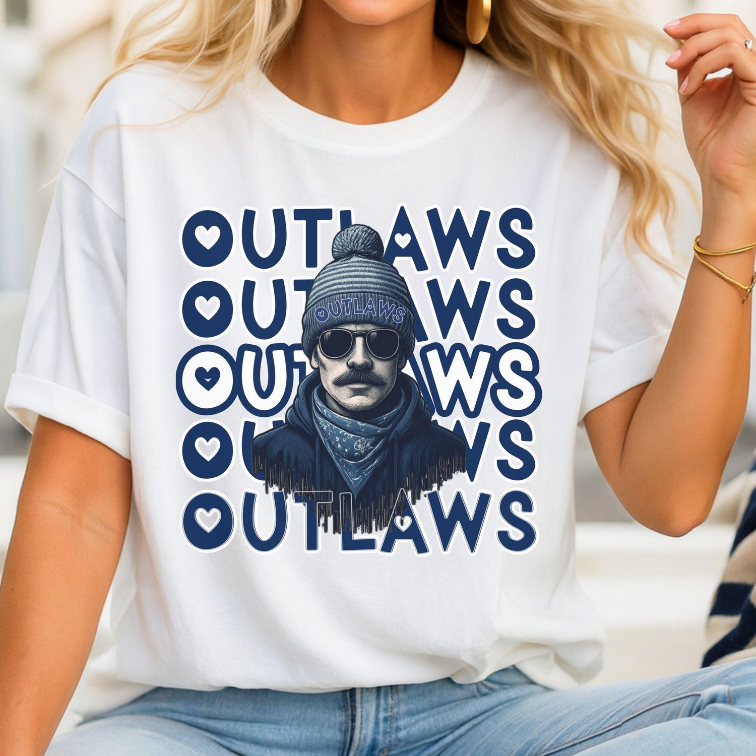 Cool Gray &amp; Blue Outlaws Repeat Theme Game Day PNG
