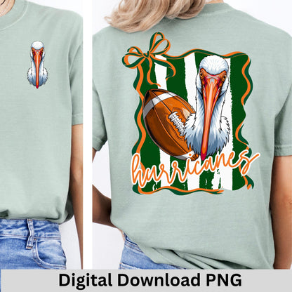 Hurricanes Coquette Bow Football PNG  Stripe Design