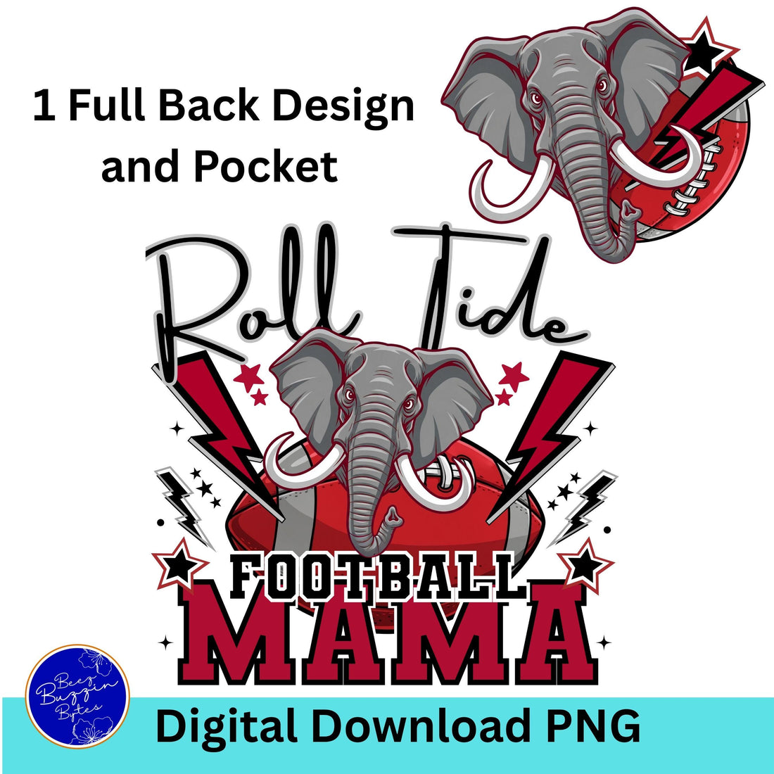 Roll Tide Lightning Football Mama PNG