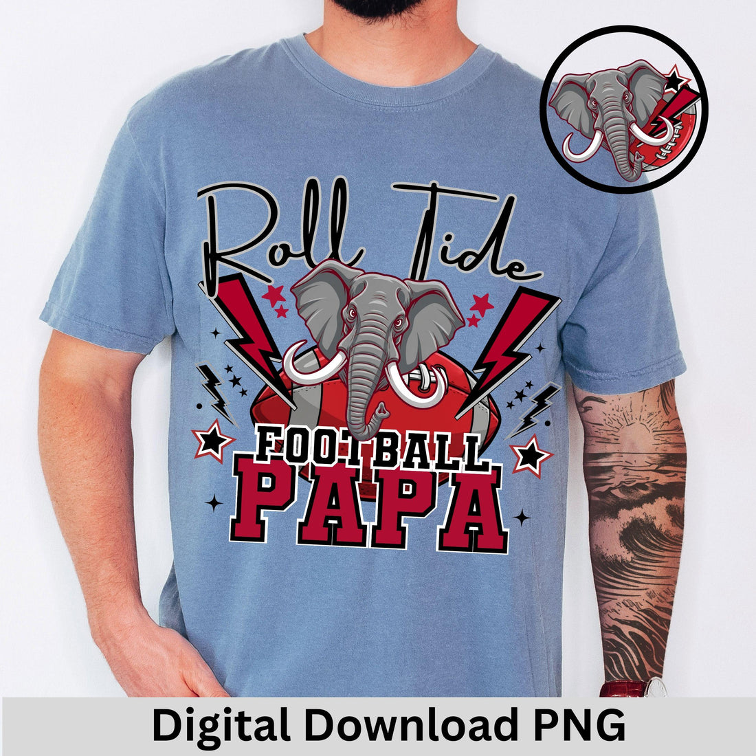 Roll Tide Lightning Papa Football  PNG,
