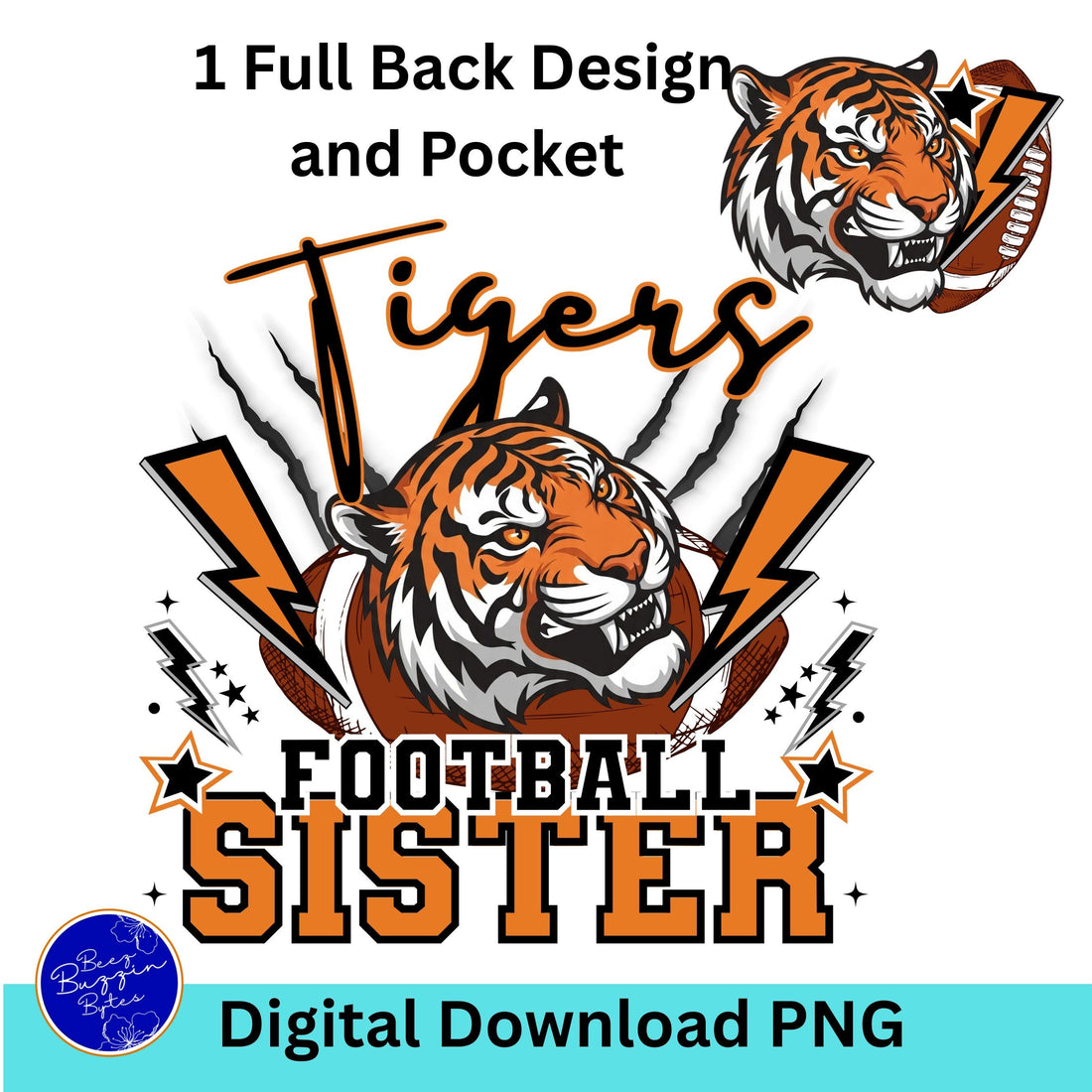 Tigers Lightning Football Sister PNG