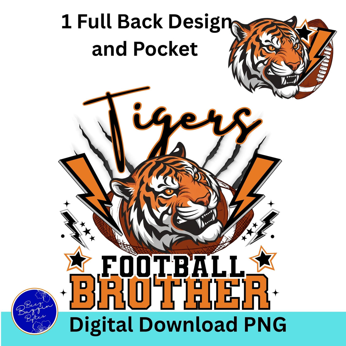 Tigers Lightning Football Brother PNG
