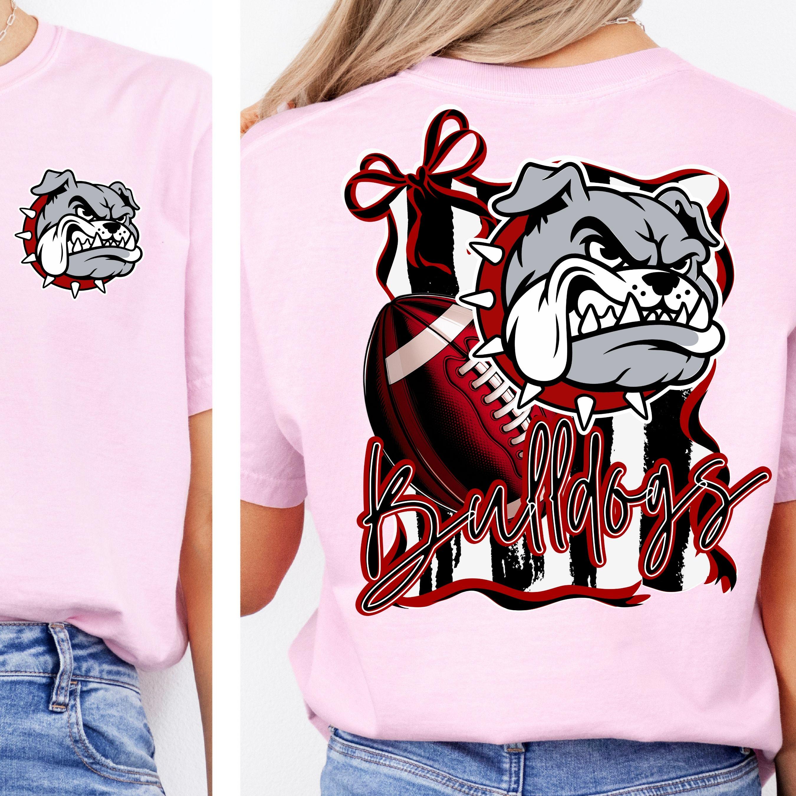 Bulldogs Red Black Coquette Stripe Football PNG