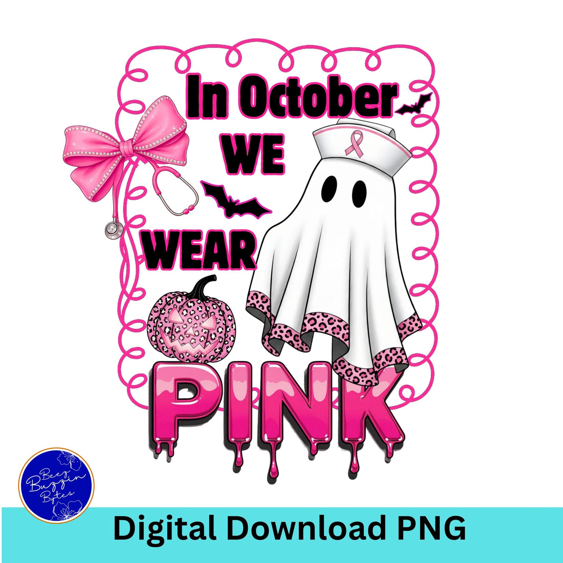 Pink Ghost Nurse Pink Ribbon Awareness PNG