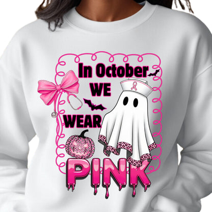 Pink Ghost Nurse Pink Ribbon Awareness PNG