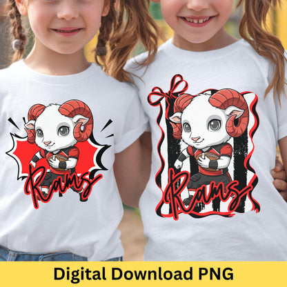 Rams Kids Matching Red &amp; Black PNG Bundle
