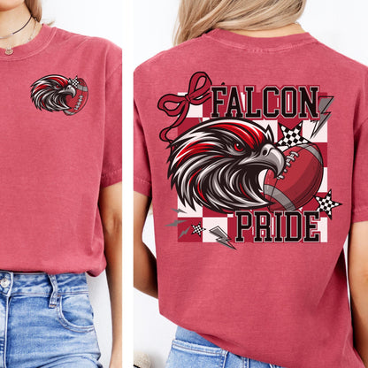 Falcons Red Black Coquette Bow -Trendy Checker Design PNG