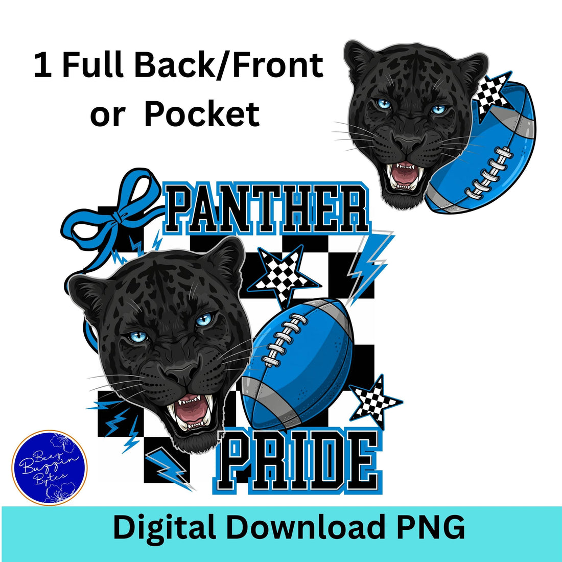Panthers Coquette Checker Patter Football PNG