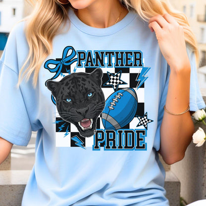 Panthers Coquette Checker Patter Football PNG