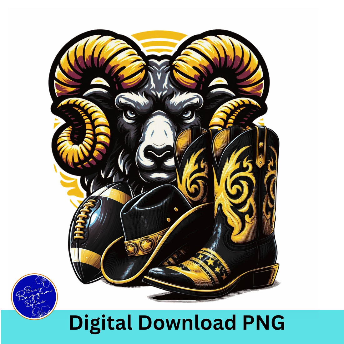Rams Western Football PNG Black Gold